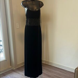 Elegant Black Velvet Evening Gown. Preloved